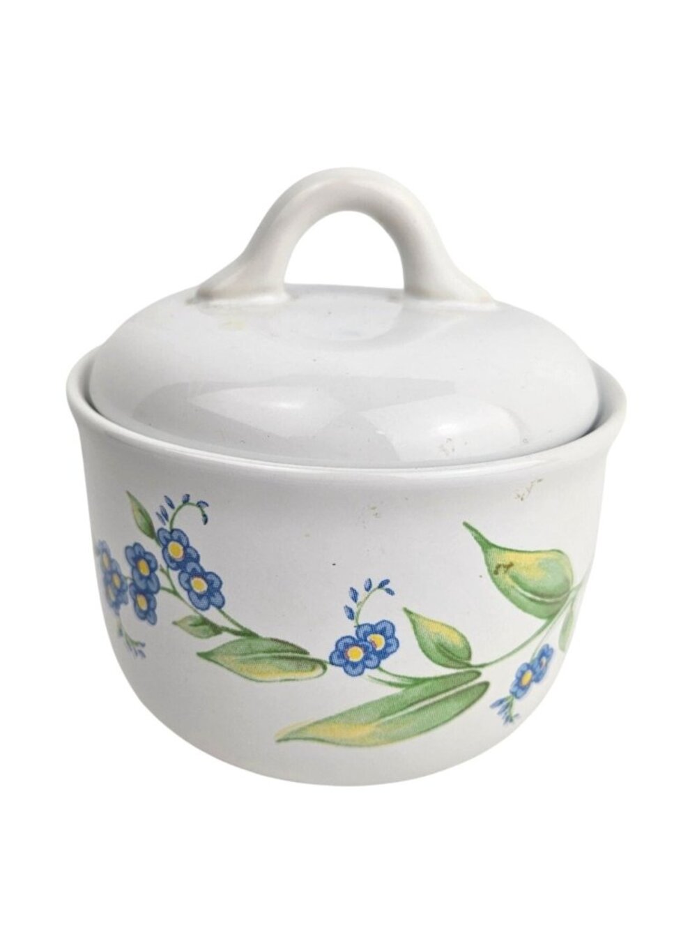Corelle Coordinates My Garden Sugar Bowl With Lid Blue Yellow Floral Vintage